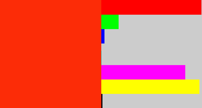 Hex color #fc2c07 - vermillion