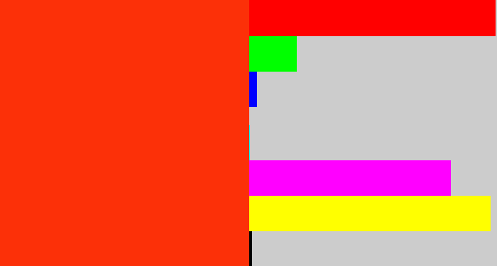 Hex color #fc3008 - vermillion