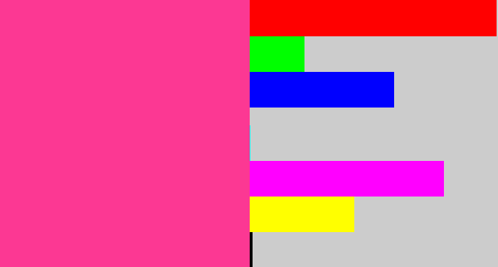 Hex color #fc3893 - barbie pink
