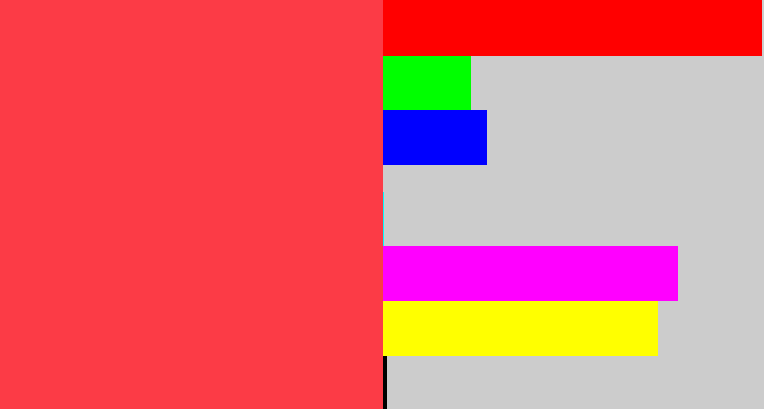 Hex color #fc3b46 - lightish red