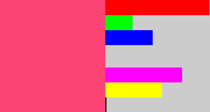 Hex color #fc4373 - warm pink