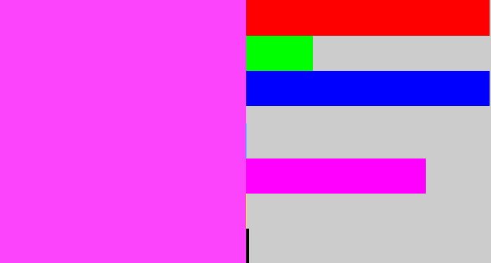 Hex color #fc44fd - violet pink