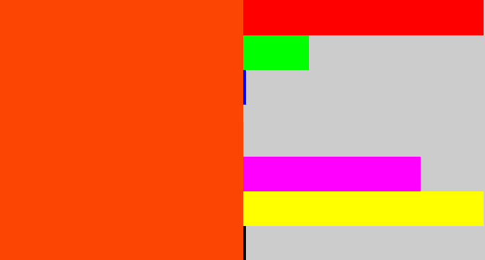Hex color #fc4503 - blood orange