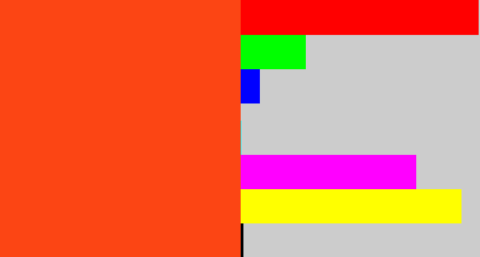 Hex color #fc4514 - orangered