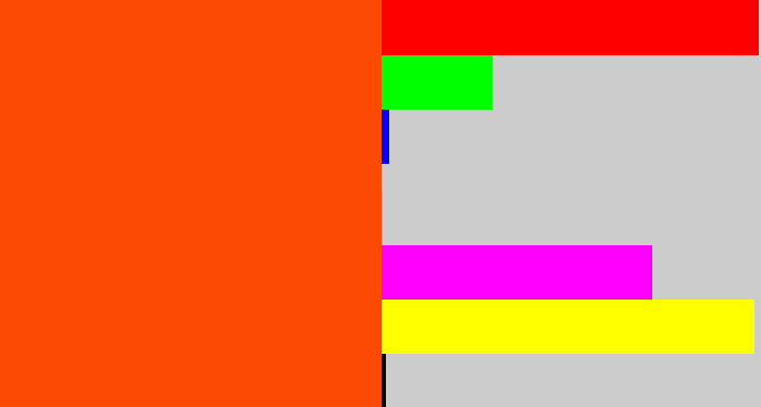 Hex color #fc4904 - blood orange