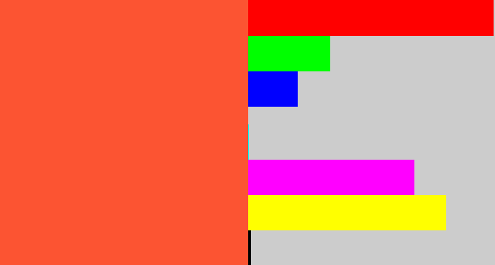 Hex color #fc5432 - orangey red