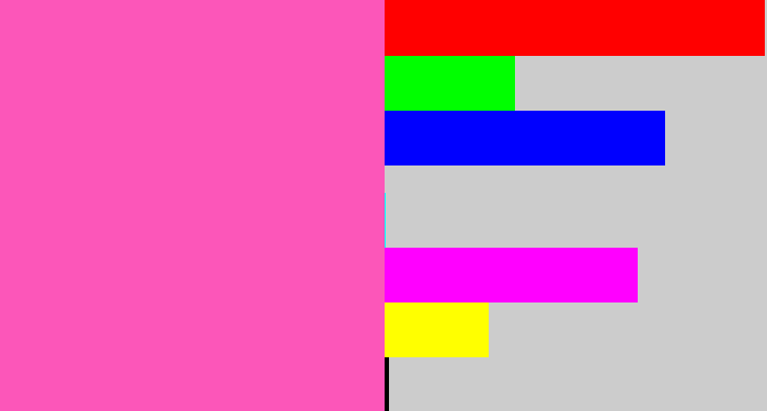 Hex color #fc56b9 - bubble gum pink