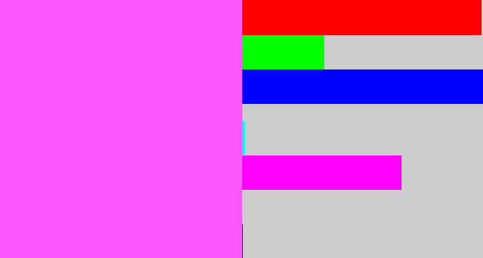 Hex color #fc56ff - violet pink