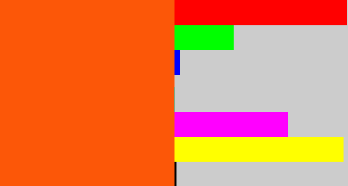 Hex color #fc5708 - bright orange
