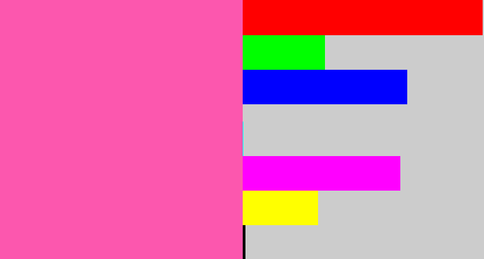 Hex color #fc57ae - bubble gum pink