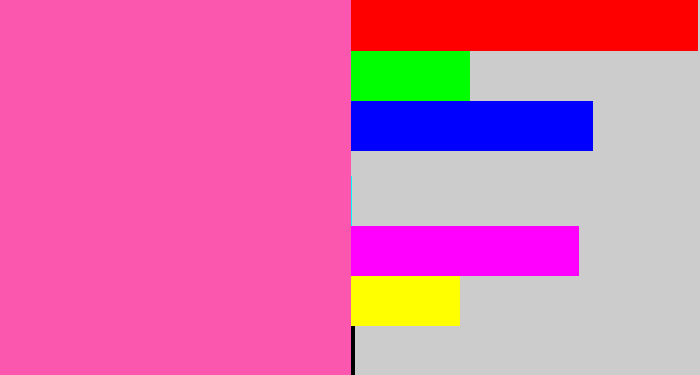 Hex color #fc57af - bubble gum pink