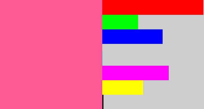 Hex color #fc5896 - medium pink