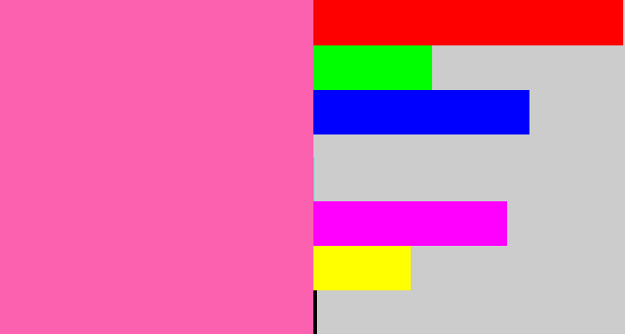 Hex color #fc61af - bubble gum pink