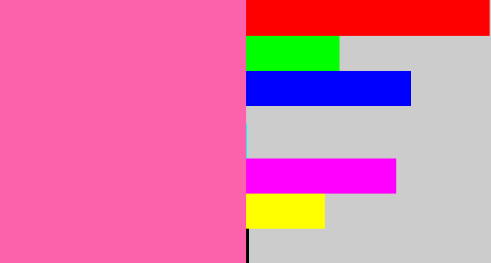 Hex color #fc62ab - bubble gum pink
