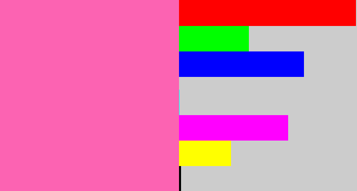 Hex color #fc63b2 - bubble gum pink