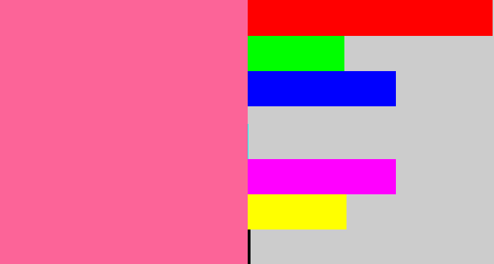 Hex color #fc6498 - medium pink