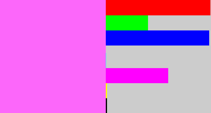 Hex color #fc67fa - violet pink