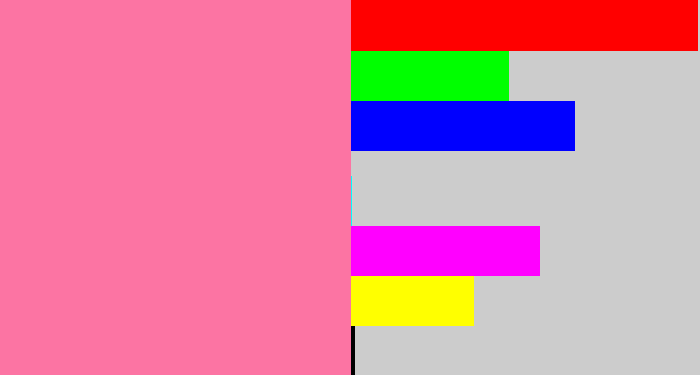 Hex color #fc74a3 - carnation pink