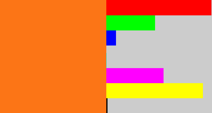 Hex color #fc7516 - orange