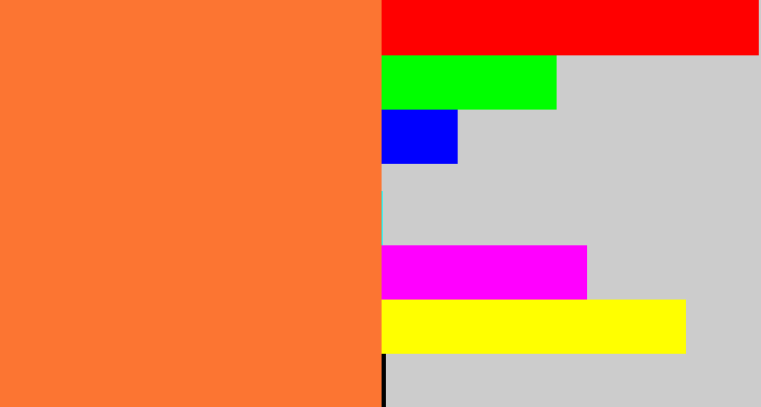 Hex color #fc7532 - dusty orange