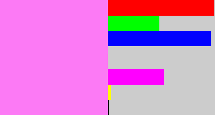 Hex color #fc7af5 - purply pink