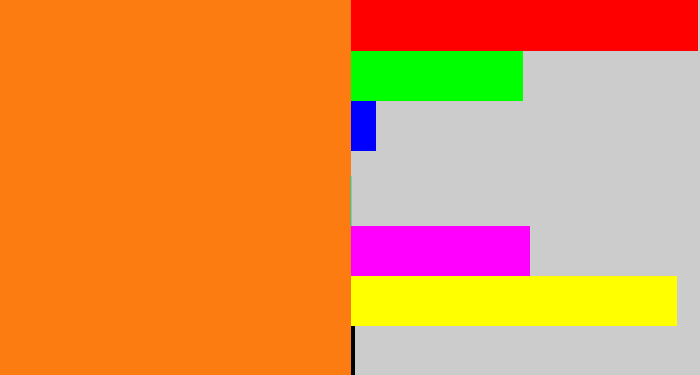 Hex color #fc7c12 - pumpkin orange