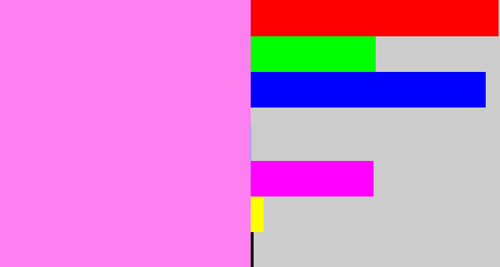 Hex color #fc80ef - purply pink
