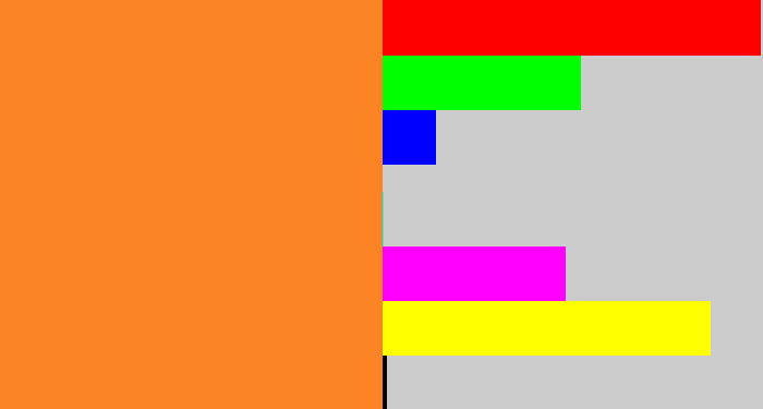 Hex color #fc8424 - dusty orange