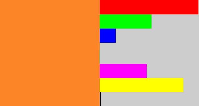 Hex color #fc8528 - dusty orange