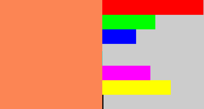 Hex color #fc8554 - orangish