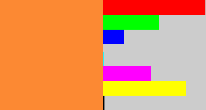 Hex color #fc8933 - dusty orange