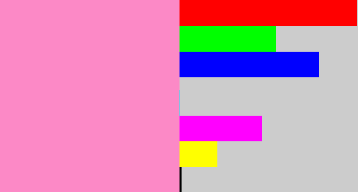 Hex color #fc89c6 - bubblegum pink