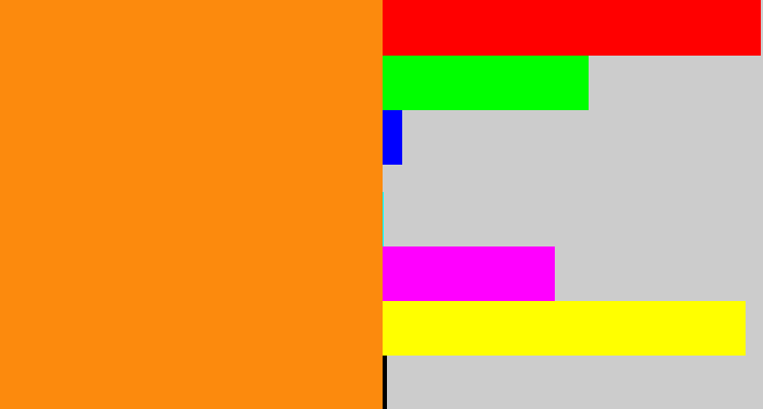 Hex color #fc8a0d - tangerine