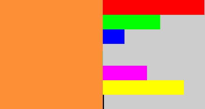 Hex color #fc8f35 - dusty orange