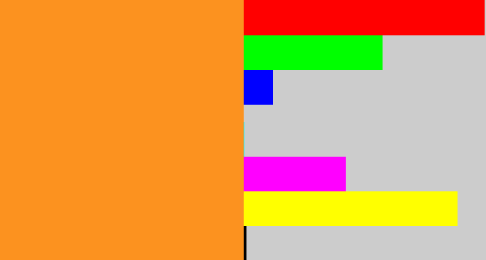 Hex color #fc921f - tangerine