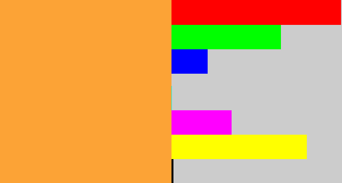 Hex color #fca336 - mango