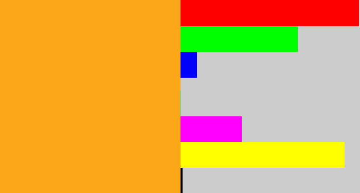 Hex color #fca717 - yellowish orange