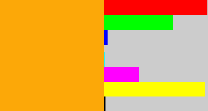 Hex color #fca808 - yellowish orange