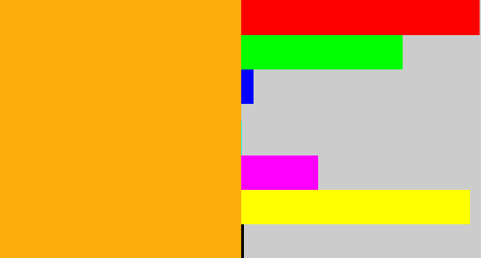 Hex color #fcac0d - yellowish orange