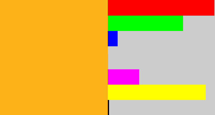 Hex color #fcb317 - orangey yellow