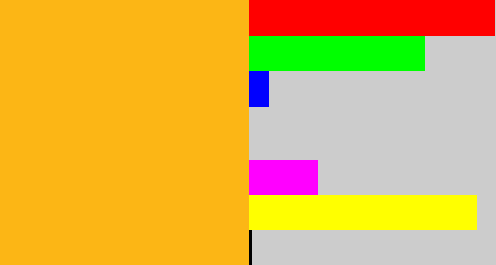 Hex color #fcb615 - orangey yellow