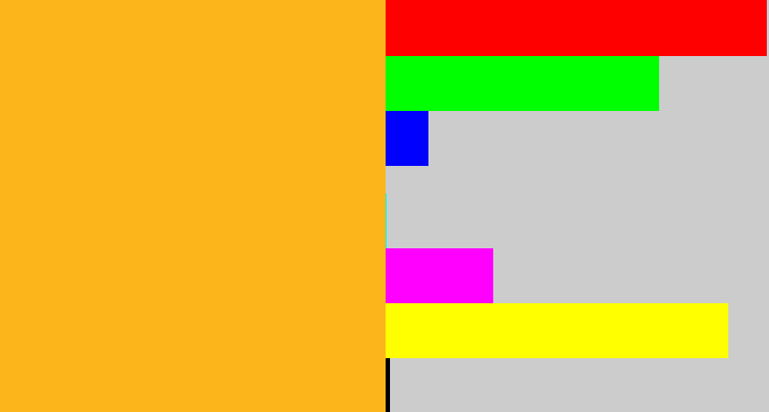 Hex color #fcb61c - orangey yellow