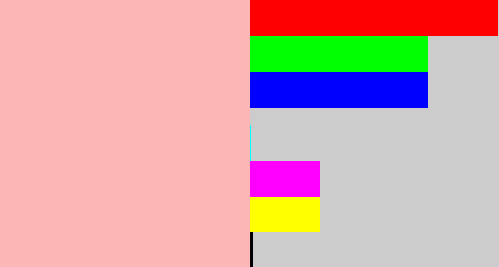 Hex color #fcb6b6 - soft pink