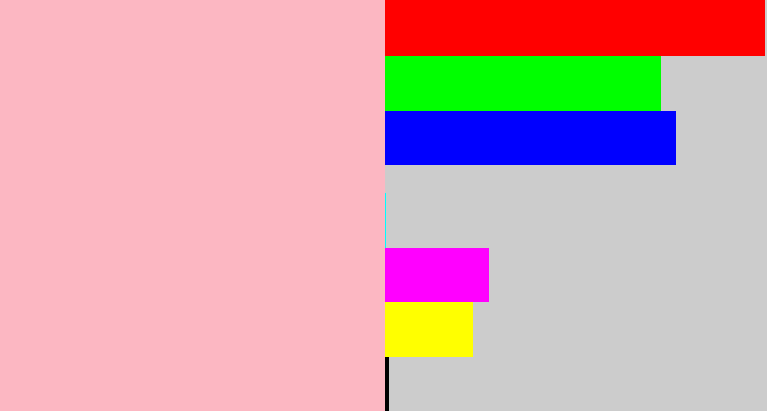 Hex color #fcb7c2 - soft pink