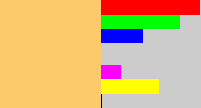 Hex color #fcc96b - light mustard