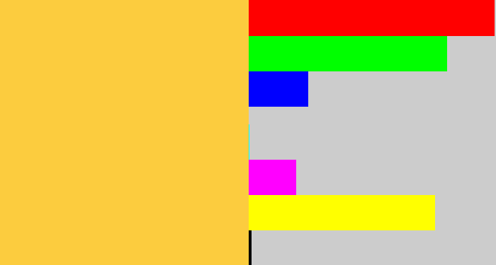 Hex color #fccc3e - maize