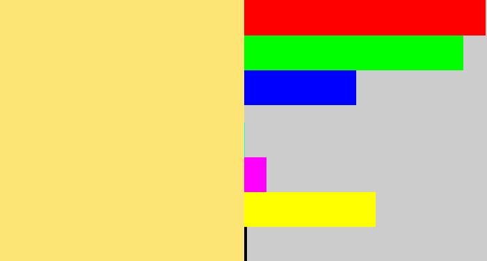 Hex color #fce575 - yellow tan