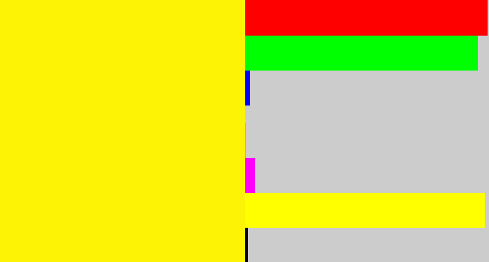 Hex color #fcf305 - bright yellow