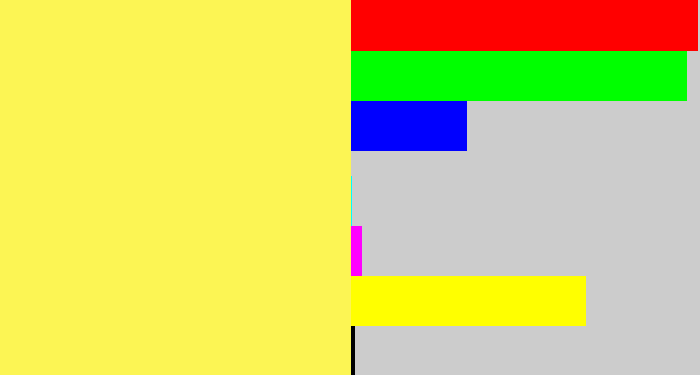Hex color #fcf554 - lemon