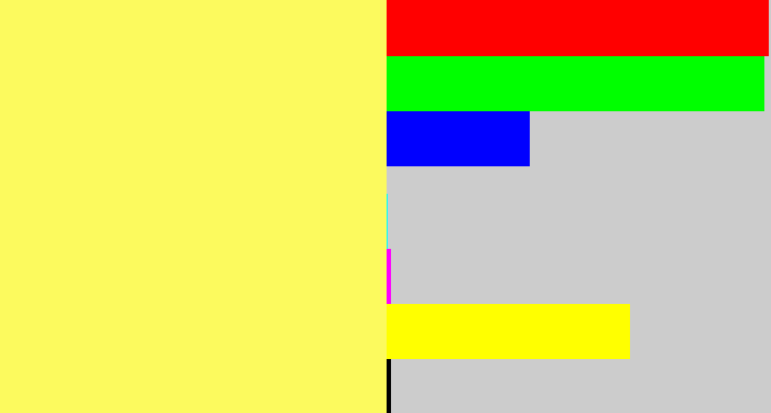 Hex color #fcfa5e - canary